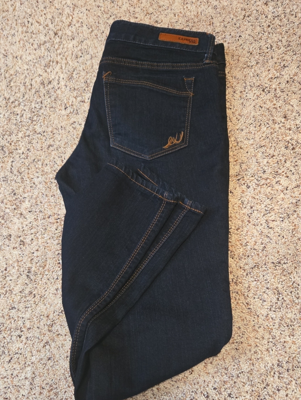 Express Women's Skinny Jeans Darkest Blue Stella Low Rise Legging Size 8 Nice!